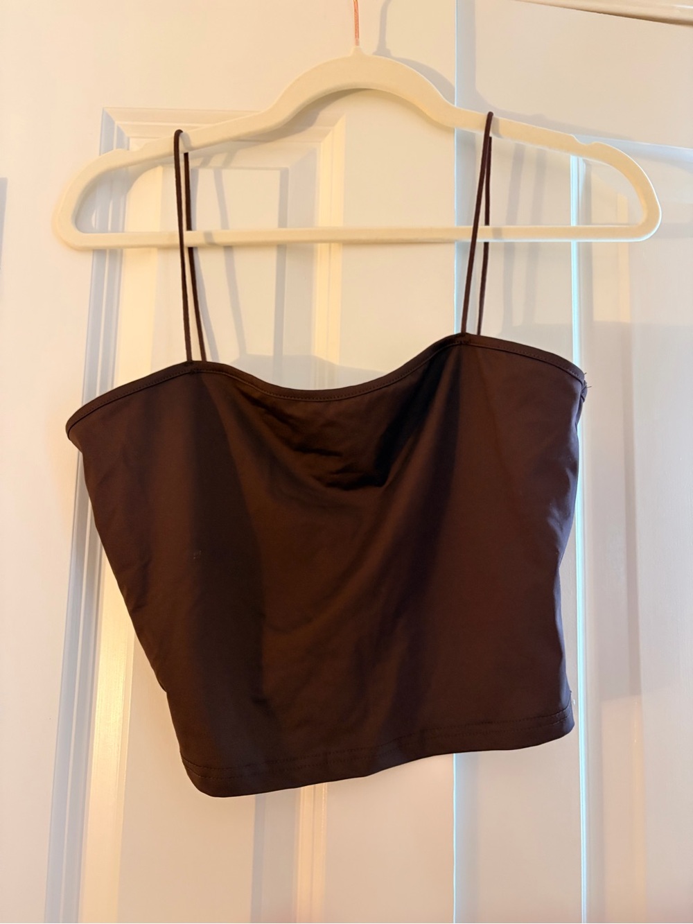 NWOT Cider chocolate brown boat neck long sleeve/tank top two piece shirt medium - Picture 3 of 5